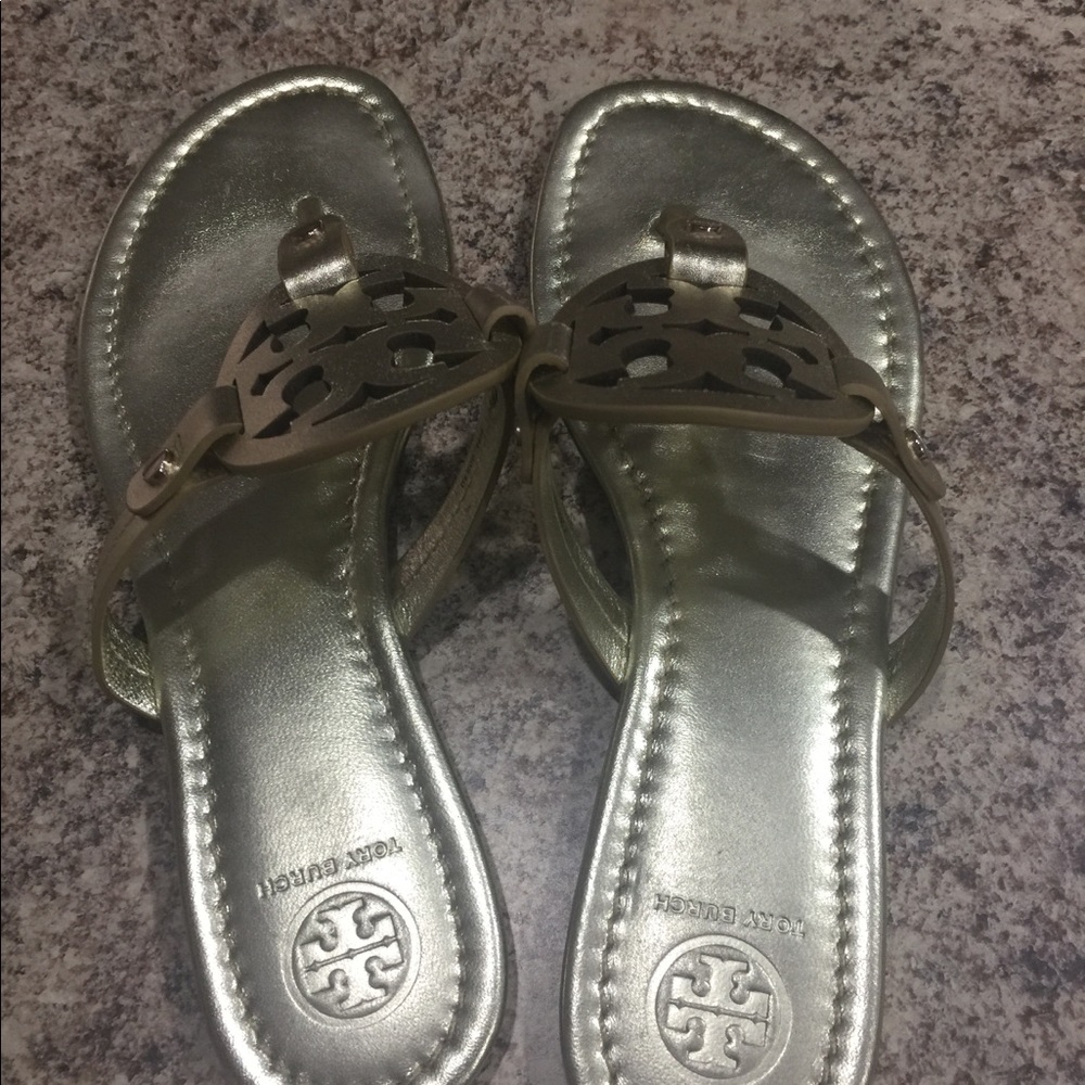 Metallic Gold / Silver Tory Burch Miller Sandals